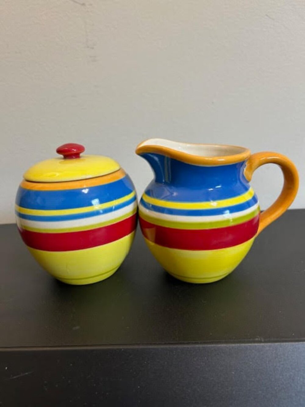Lorena Garcia Striped Sugar & Creamer Set Ceramic
